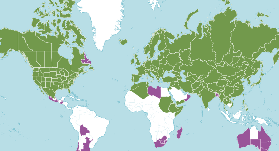 Map of the world showing where rose is native and introduced to