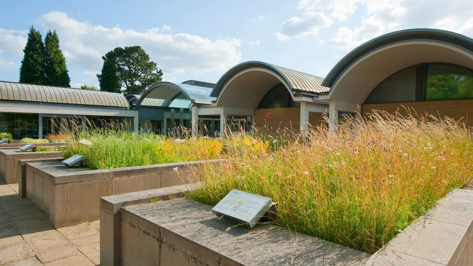 Plant beds in front of the seed bank building
