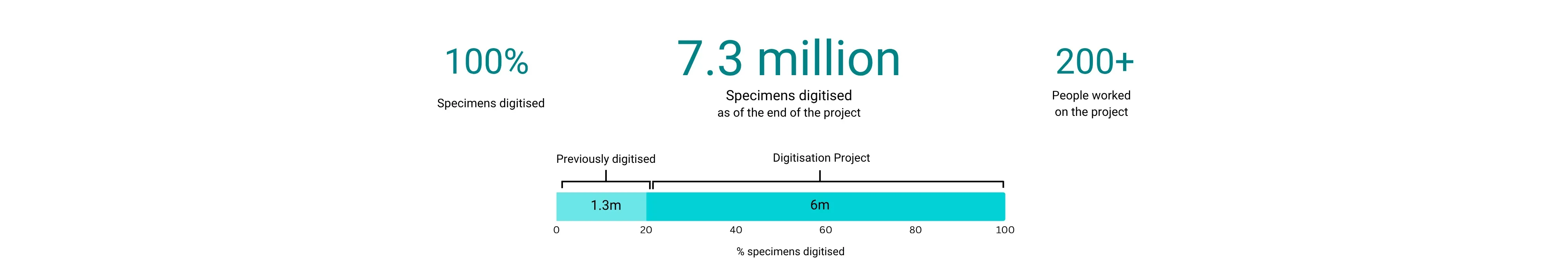 Graphic showing the Digitisation Project numbers to date