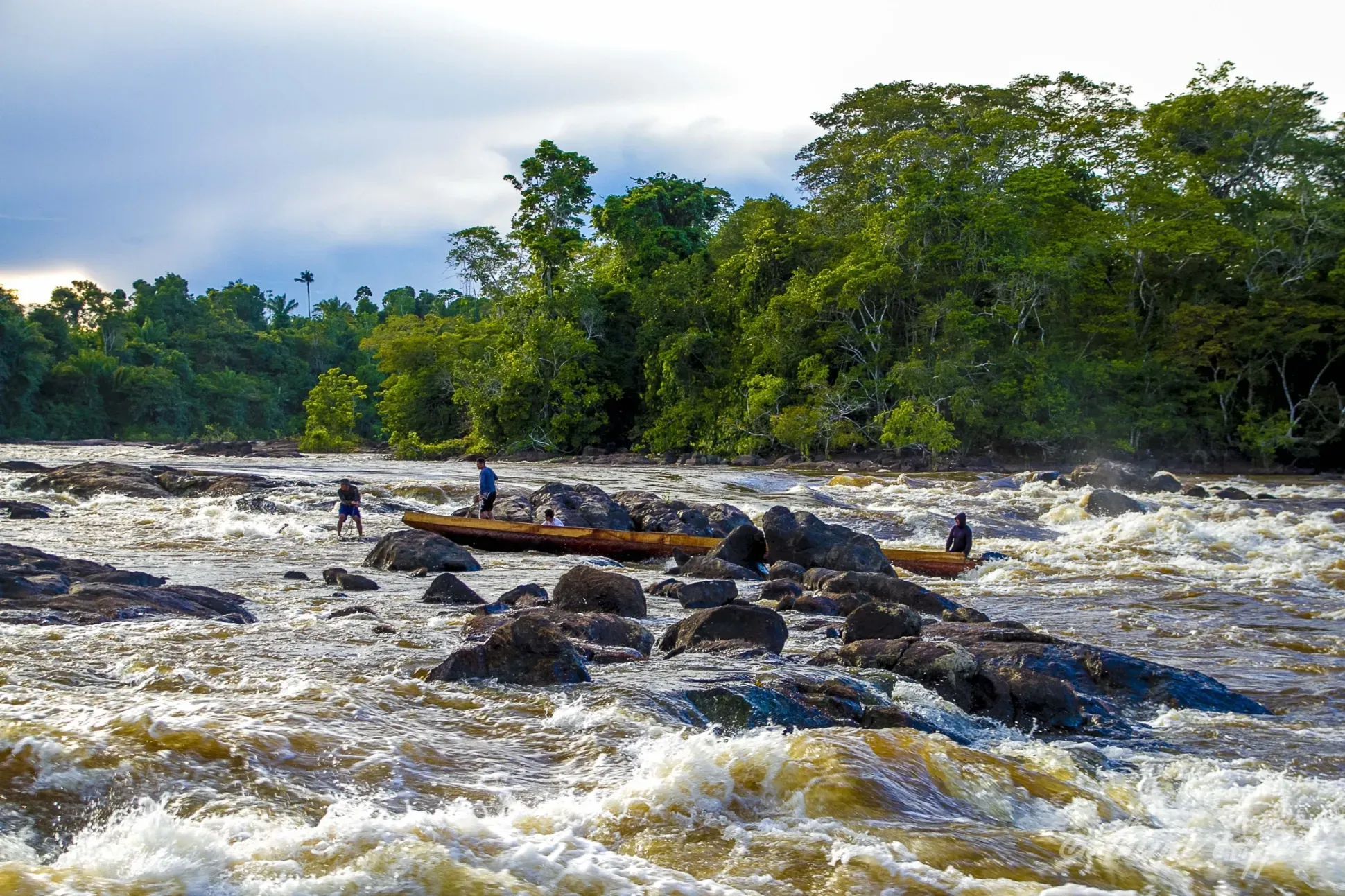 A dugout journey along the Uraricoera River, Roraima, Brazi