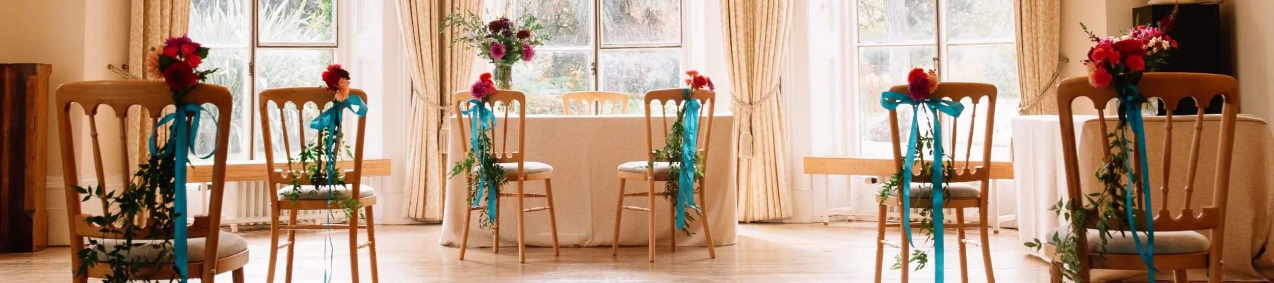 Small ceremony set up in Cambridge Cottage Drawing Room