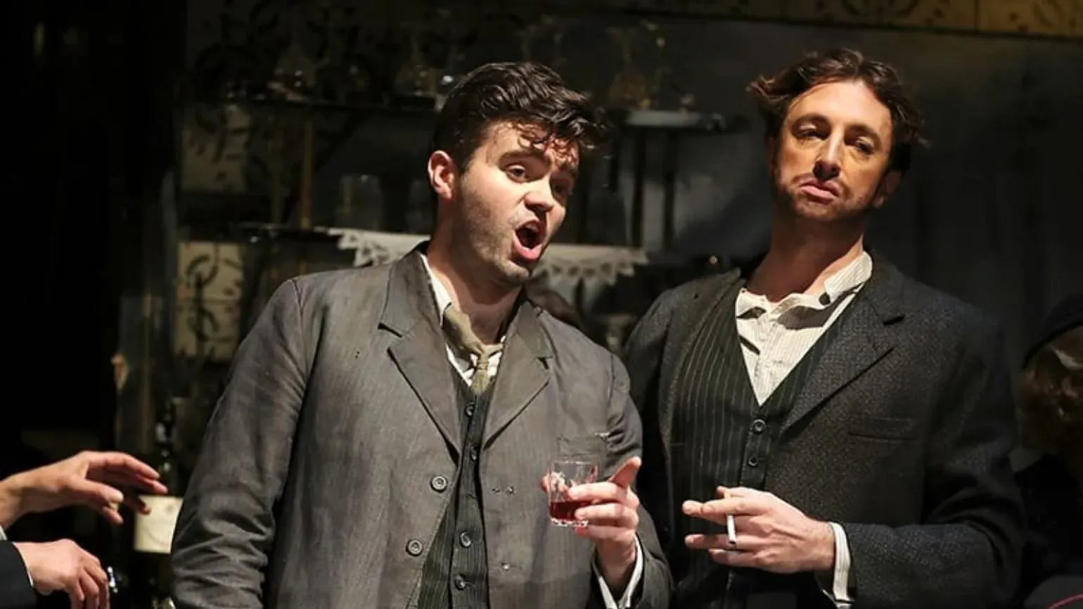 Two men performing opera