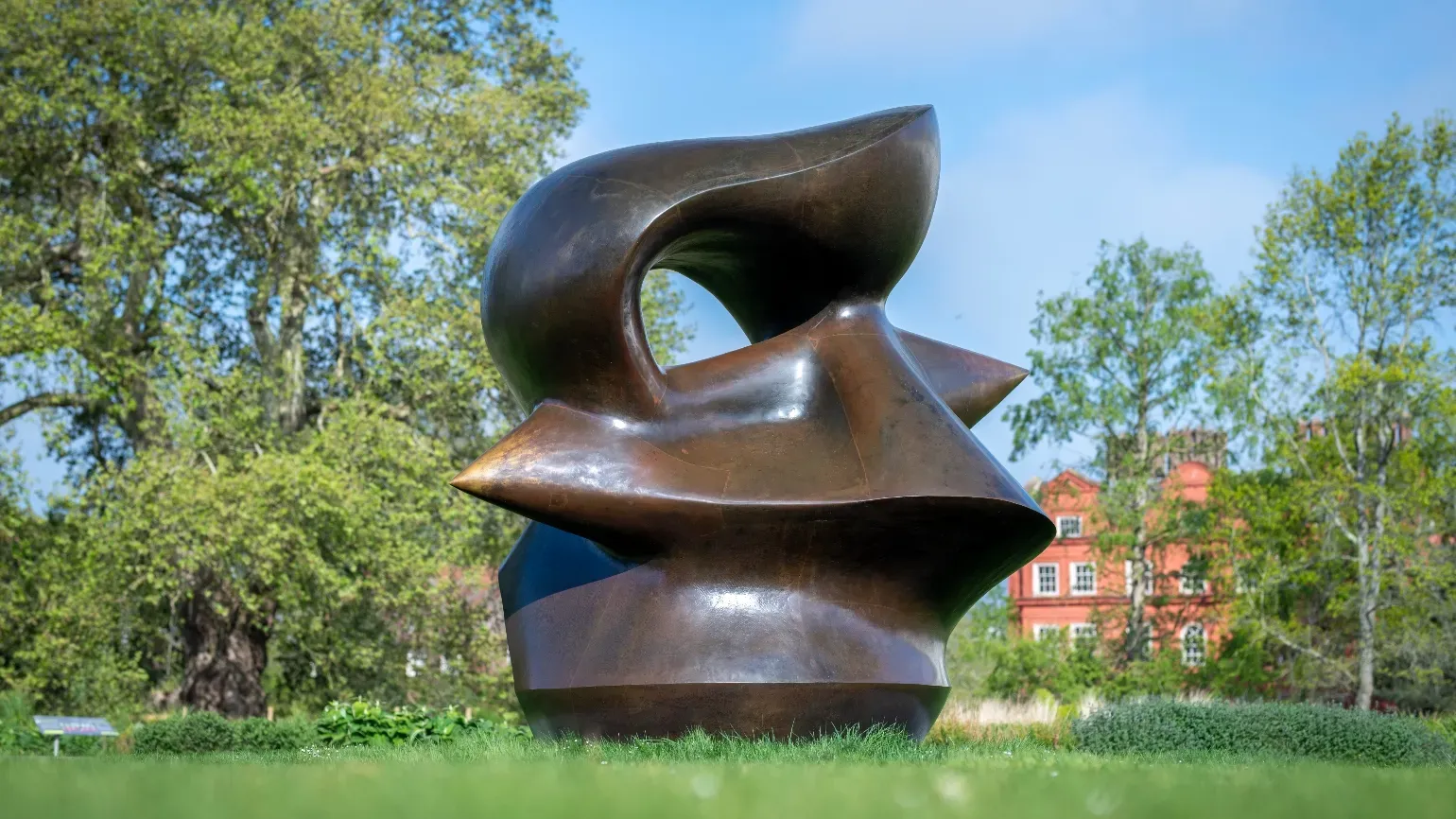 View of Henry Moore's Spindle Piece bronze sculpture 