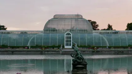 View of the Palm House at sunset