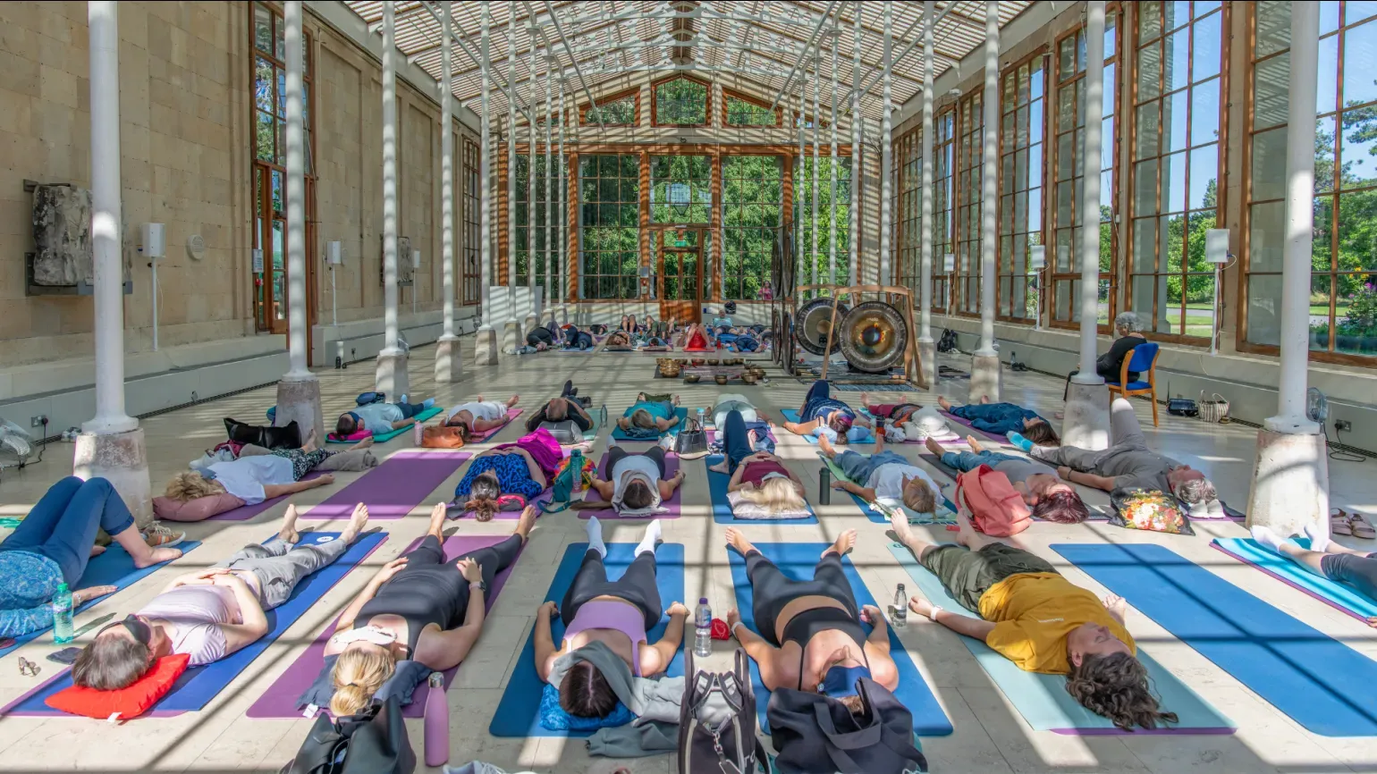 Sound bath taking place in the Nash Conservatory