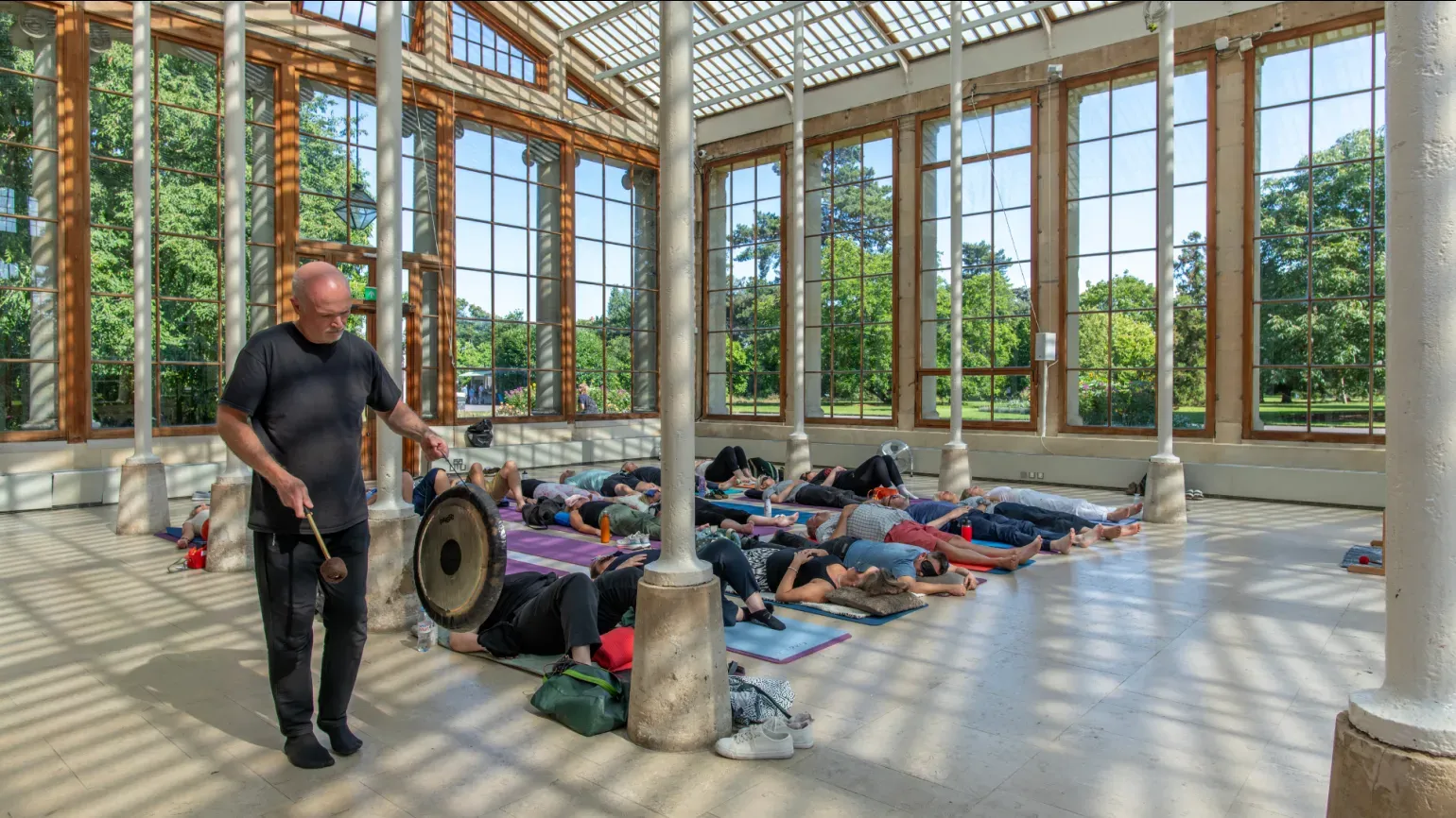 Sound bath taking place in the Nash Conservatory