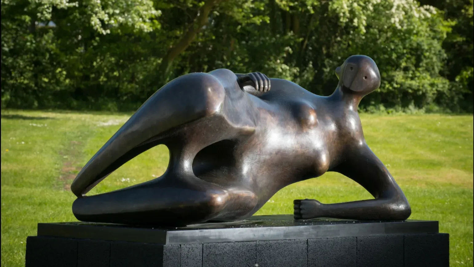 The bronze sculpture Reclining Woman Elbow, completed by Henry Moore in 1981