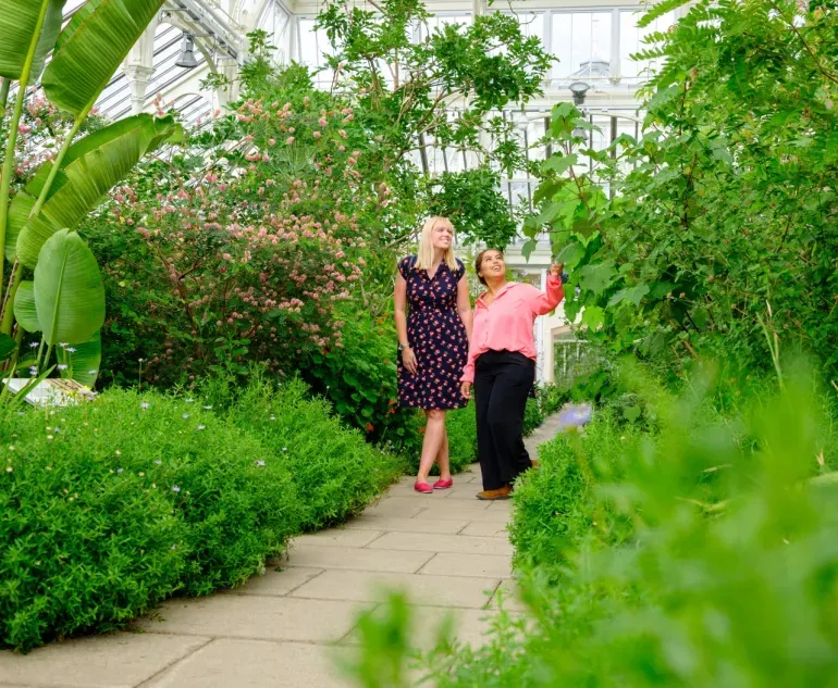 Two visitors amongst the plants in the Temperate House